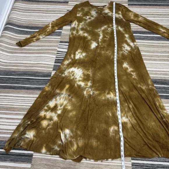 Natural Life Dress Womens M/L Brown Tie Dye Long Sleeve Maxi Pockets Boho Rayon - Picture 2 of 2